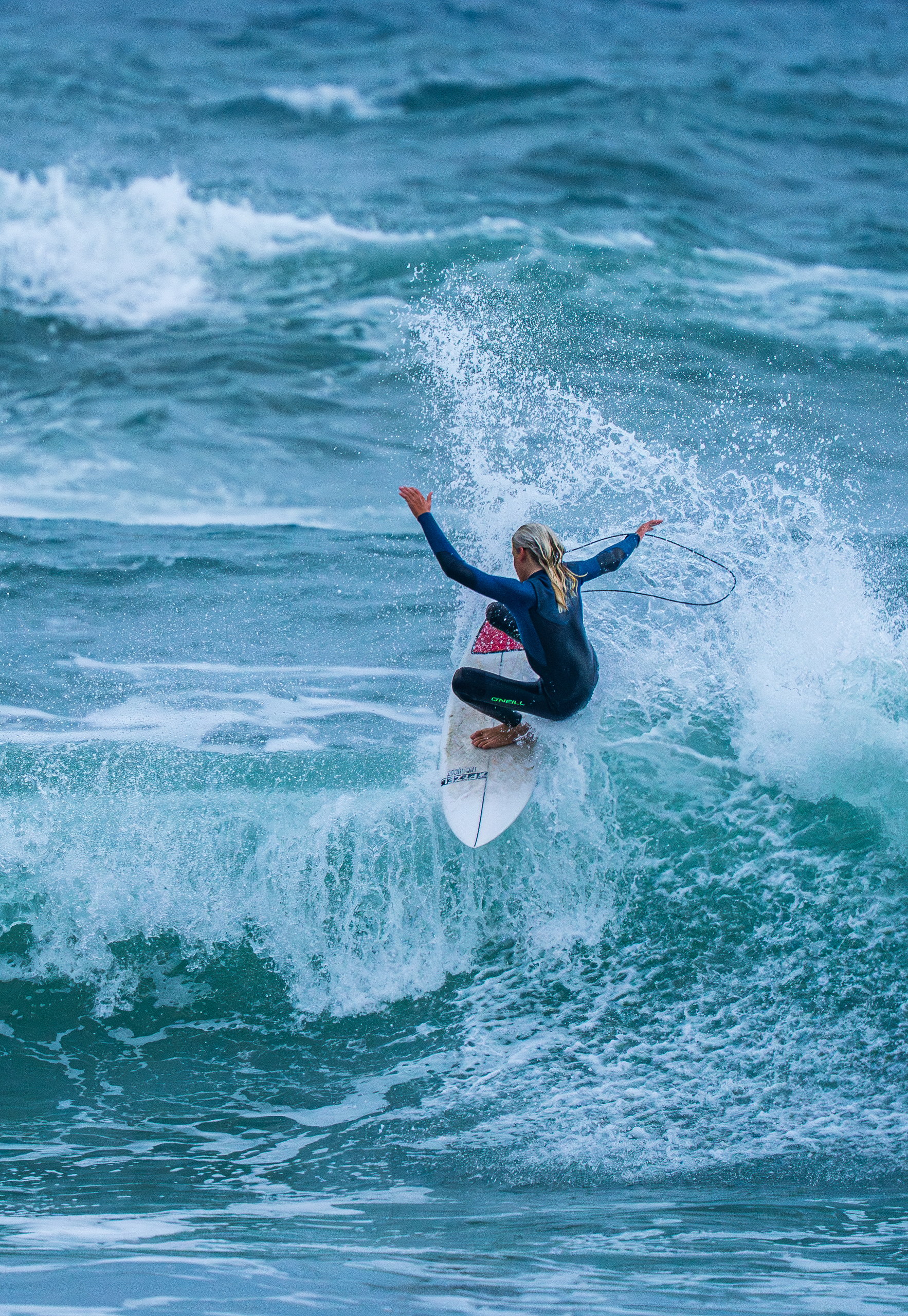 Surfer riding a powerful wave